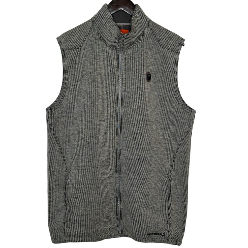 Merrell Wool Blend Zip Vest Mens L Gray Gorpcore Hiking Outdoor Layer